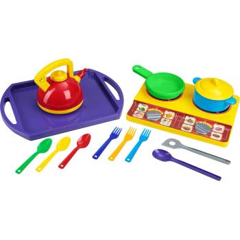 Image 1 of Bamsic ДЕТСКИ КОМПЛЕКТ ТАБЛА С КОТЛОН, ЧАЙНИК И ТИГАН