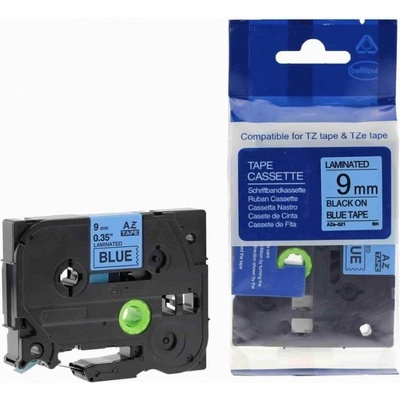 Compatible Съвместима лента с Brother TZ-521 / TZe-521, 9mm x 8m, черен печат / син фон (TZe521)