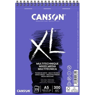 Canson XL Mix Media v kroužkové vazbě A5 300g 15 archů