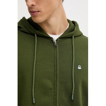 Benetton Памучен суичър United Colors of Benetton мъжки в синьо с качулка с изчистен дизайн 342ZU500P (342ZU500P)