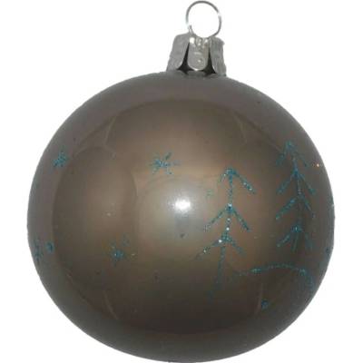 ORNEX Guľa sklenená šedá stromčeky 70 mm