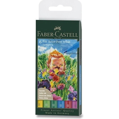 Faber-Castell Pitt Artist Pen Brush 6 ks hrot B jarní odstíny 167177