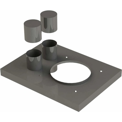 ALMEVA SIB Krycia doska pre jednoprieduch. komín s ventil. šachtami - nerezová 0,46x0,62x0,05m (otv. 0,235m) DN140-200 TTCCIU1W