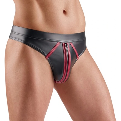 Svenjoyment Wetlook Sexy Thong with Zip 2111772 Black-Red M