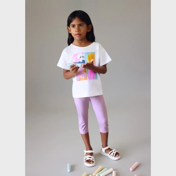 Mayoral Комплект клин къс Лилав и бяла тениска за мини момиче Mayoral