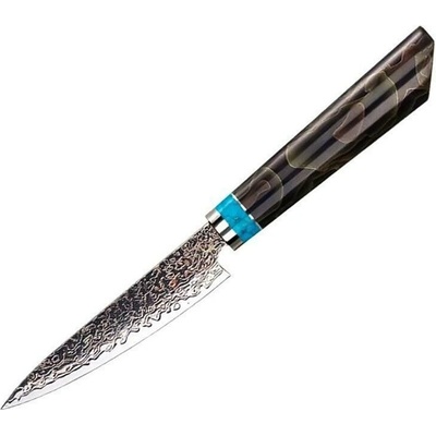 IZMAEL Damaškový kuchynský nôž Zetsu Utility/Hnedá/Modrá 13.5 cm