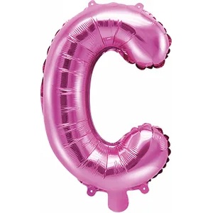 PartyDeco Балон от фолио Mini - Буква С 35см розов