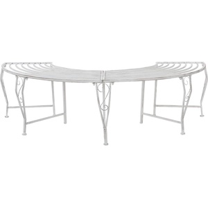 vidaXL Дървесен бенч 4 -местен 160 x 80 x 44 cm steel Антично бяло (42029512)