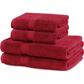 Restilo Червени памучни хавлии и кърпи за баня в комплект от 4 бр. от тери Marina - DecoKing (120011242)