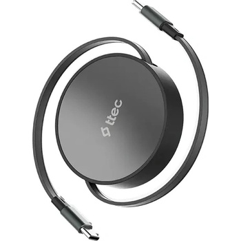 Ttec Кабел ttec - Mini Retractable, 100W, USB-C/USB-C, черен (8694470828220)