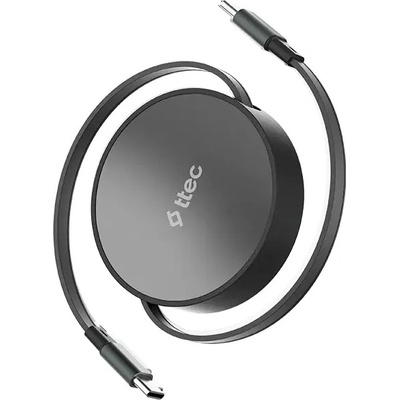 Ttec Кабел ttec - Mini Retractable, 100W, USB-C/USB-C, черен (8694470828220)