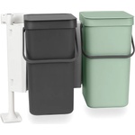 Brabantia Кош за смет за разделно събиране Brabantia Sort&Go 2x12L, Dark Grey & Jade Green (1005513) - topmall