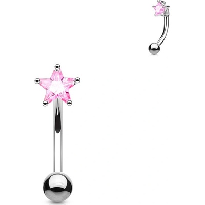 Šperky4U piercing do obočí zirkon, růžová OB1004-P