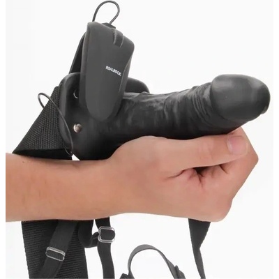 RealRock Vibrating Hollow Strap on dutý připínací penis černý 16 cm – Zbozi.Blesk.cz