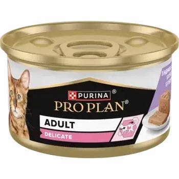 Purina pro plan delicate - пастет за котки в зряла възраст с чувствително храносмилане, с пуйка, 85гр