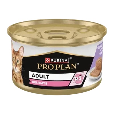 Purina pro plan delicate - пастет за котки в зряла възраст с чувствително храносмилане, с пуйка, 85гр