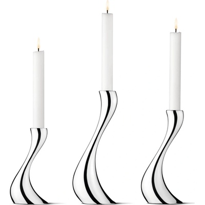 Georg Jensen Svícen Cobra Mirror – set 3 ks, stříbrná barva, kov