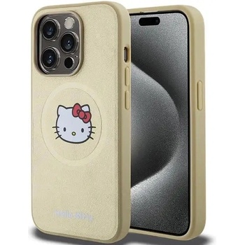 Hello Kitty Кейс Hello Kitty Leather Kitty Head MagSafe за iPhone 14 Pro, златист (Hel000044-0)