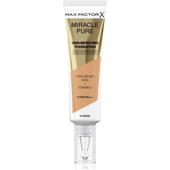 MAX Factor Miracle Pure Skin дълготраен фон дьо тен SPF 30 цвят 55 Beige 30ml