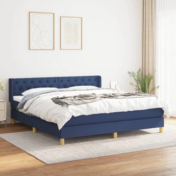 vidaXL Боксспринг легло с матрак, синьо, 160x200 см, плат (3130527)