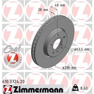610.3724.20 ZIMMERMANN Brzdový kotouč