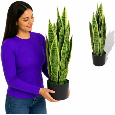 vidaXL Umělá rostlina sansevieria s květináčem 65 cm zelená