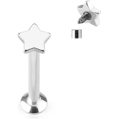 Šperky4U piercing do brady labreta hvězdička LB1036ST-1206