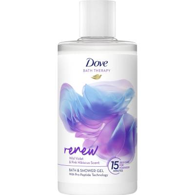 Dove Bath Therapy Renew sprchový a kúpeľový gél Wild Violet & Pink Hibiscus 400 ml