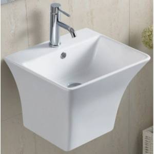 Inter Ceramic Мивка за баня Смарт 48, 5х43 см, с полуконзола за стена, бяла (4837 cb)