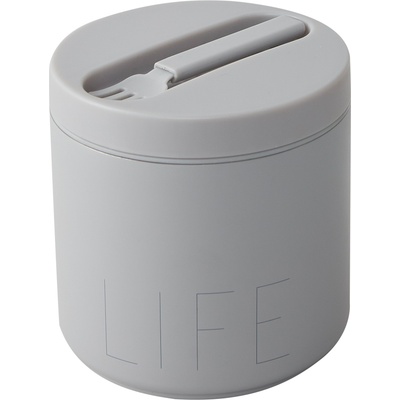 Design Letters Термокутия за обяд To Go Life с вилица голяма сива 2 части (30101029CLGRLIFE)