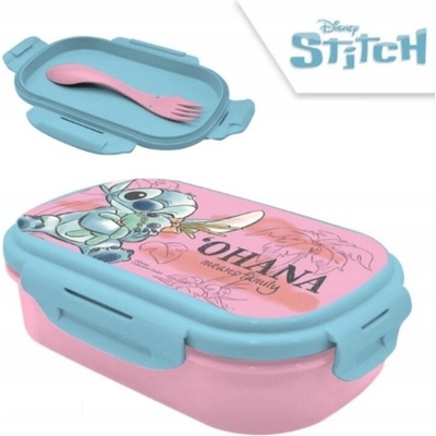 Lilo a Stitch Svačinový box Disney Stitch s vidličkou růžový