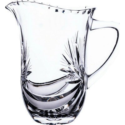 Bohemia Crystal Skleněný džbán s uchem na vodu či pivo brus Mašle 1300ml