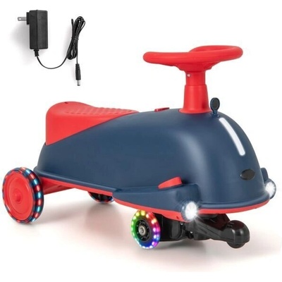 Costway 2 в 1 Кола за возене и електрическа кола със светещи колела и музика