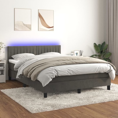Petrashop 3134526 boxspring postel s matrací a LED tmavě šedá samet
