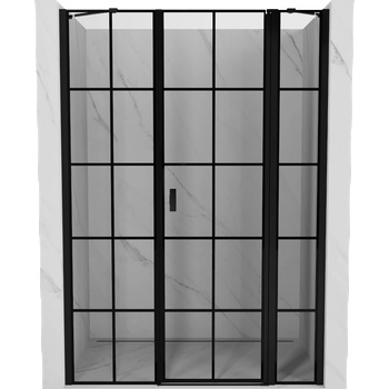 Mexen Mist 130 см отваряща се душ врата, дясна, черна решетка, черно - 8A4-130-001-70-77-P (8A4-130-001-70-77-P)