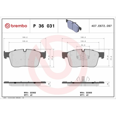 BREMBO Sada brzdových doštičiek P 36 031
