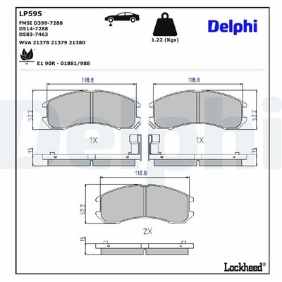 Sada brzdových platničiek kotúčovej brzdy DELPHI LP595