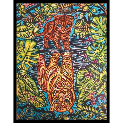 Omaľovánky Colorvelvet Zamatový obrázok Tiger/Mačka, 47 x 35 cm