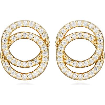 Silver Cat Zářivé pozlacené náušnice pecky se zirkony Beauty SC591