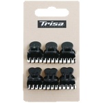 TRISA Малки щипки за коса, черни, 6 бр (2999856)
