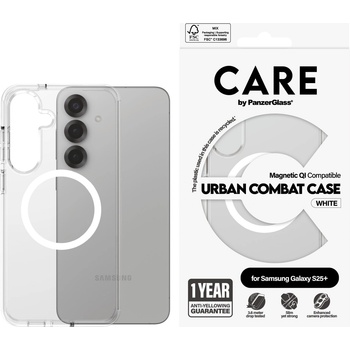 Image 1 of Panzer Гръб Care by PanzerGlass за Samsung Galaxy S25 Plus, Flagship Case, Прозрачен, Urban Combat, QI Compatible, Бял