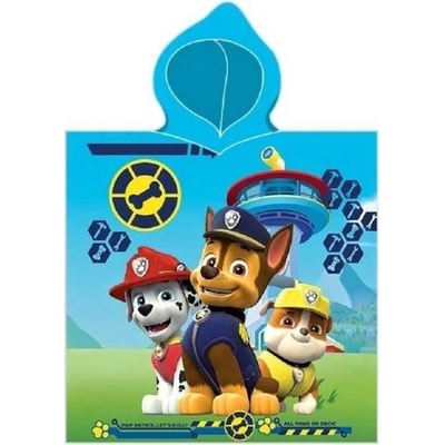 Carbotex Chlapecká osuška s kapucí plážové pončo Tlapková patrola Paw Patrol 50 x 100 cm