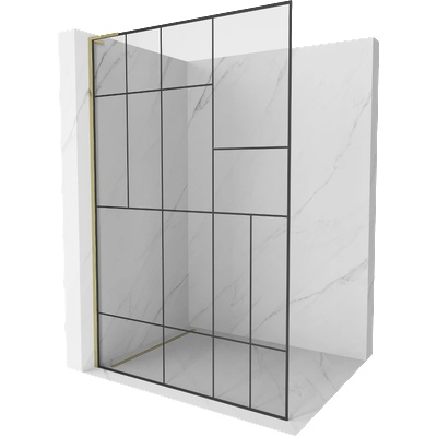 Mexen Kioto L душ стена Walk-in 120 x 200 cm, черен мотив, златен - 800-120-103-50-78 (800-120-103-50-78)