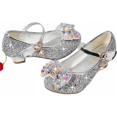 Dívčí balerínky se třpytkami stříbrné