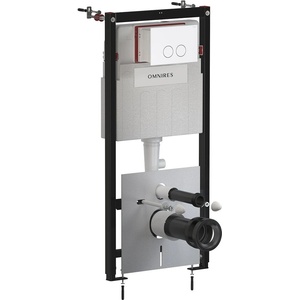 Omnires Комплект казанче за вграждане с рамка Omnires StrongFrame с ECO промиване и бутон Minimal, матово бял (STFWCECO1M-RWM)