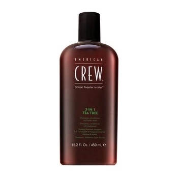 American Crew 3-in-1 Tea Tree шампоан, балсам и душ гел за ежедневна употреба 450 ml