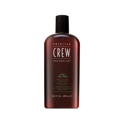 American Crew 3-in-1 Tea Tree шампоан, балсам и душ гел за ежедневна употреба 450 ml