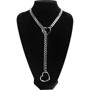 SuperLove Heart Slip Chain Necklace Silver