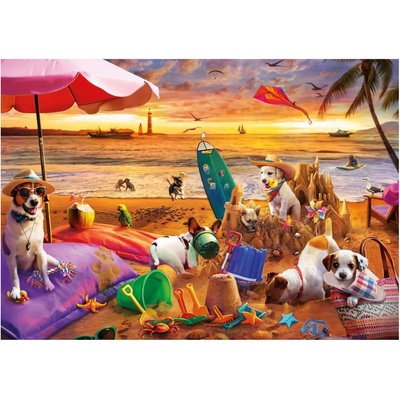 Educa - Puzzle Dogs Playing on the Beach - 1 000 piese