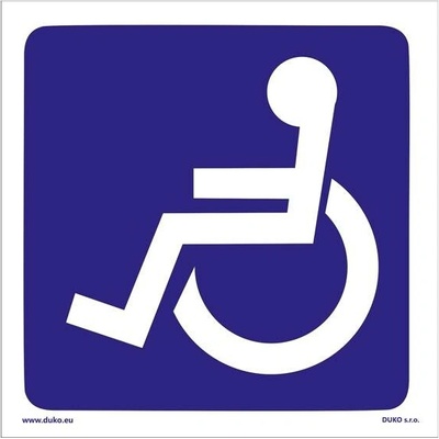 DUKO BEZBARIÉROVÝ PŘÍSTUP symbol modrý Formát: 150 x 150 mm, Materiál: plast 0,5 mm, samolepící vinylová fólie